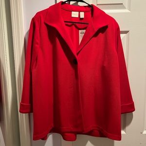 Chico’s Red Blazer with Black Button- Size 3